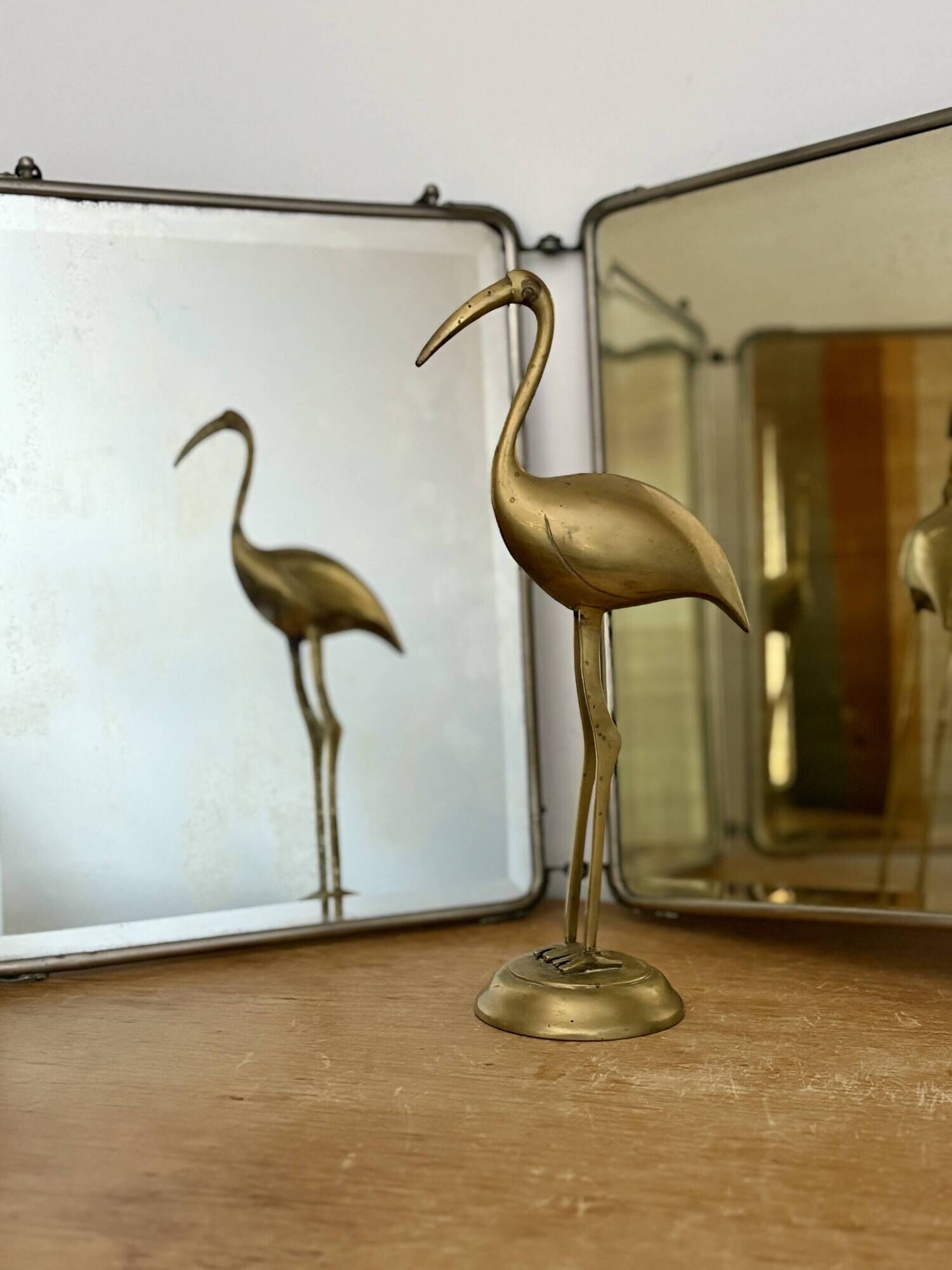 Antique barber's triptych mirror