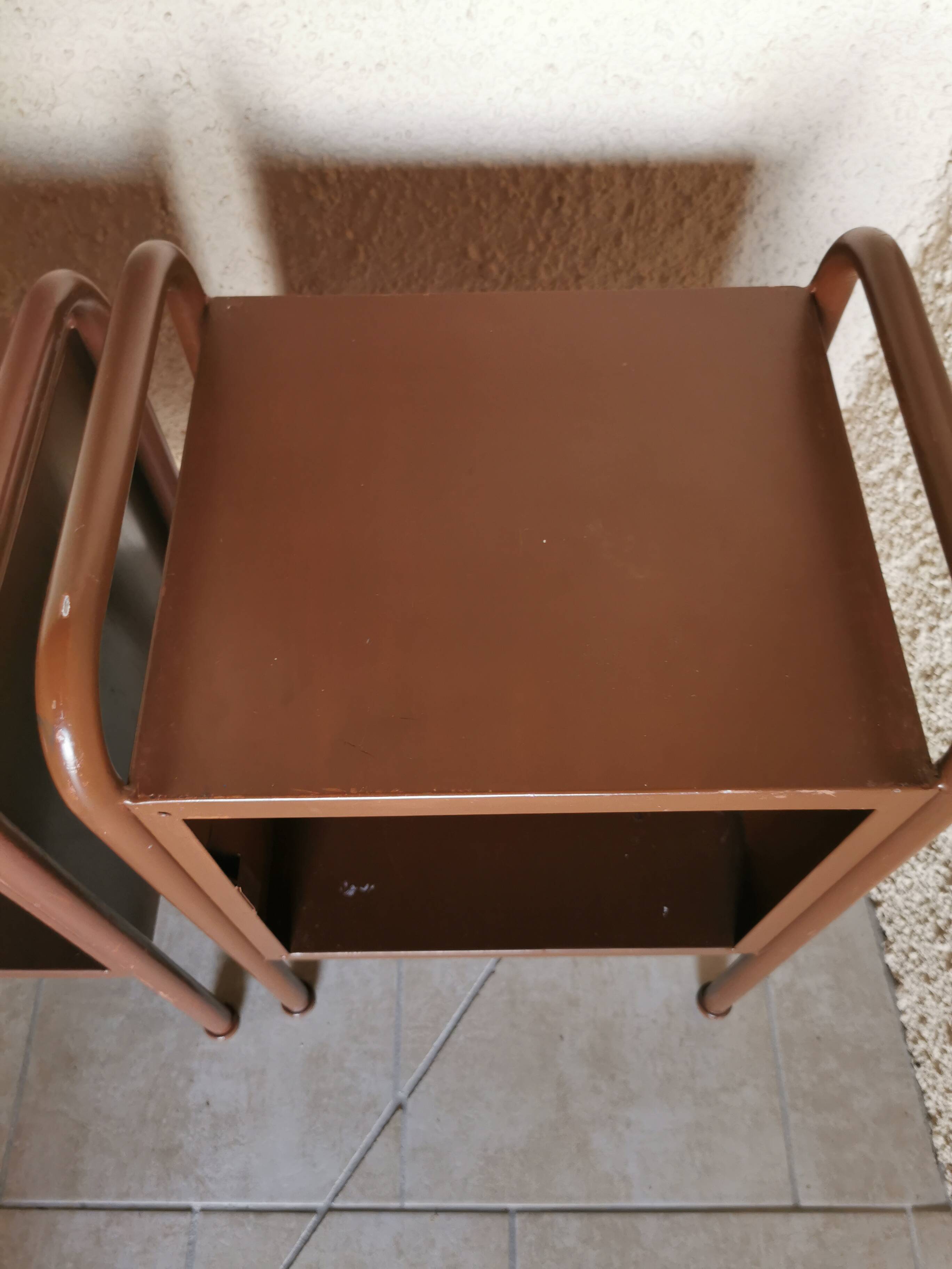 Pair of boarding school bedside tables