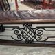 Old fireplace bench, wrought iron leather and oak
