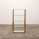 Hollywood Regency French Etagere in brass with glass, 1970