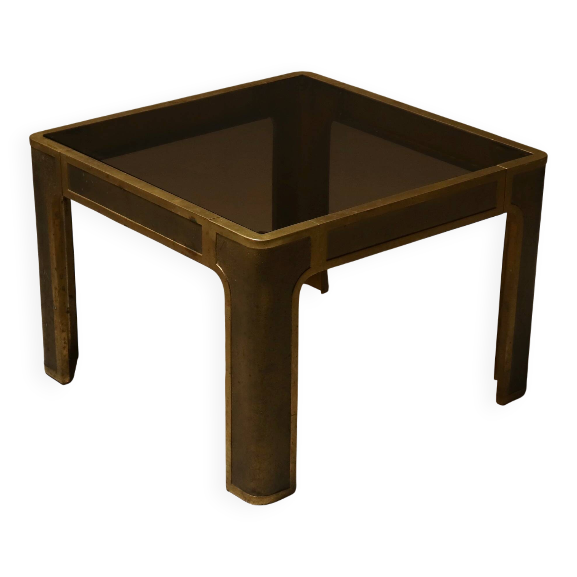 Brutalist Solid Cast Bronze Side Table by Peter Van Heeck Belgium 1970s