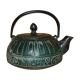 Théière Japonaise en fonte Verte patinée décoré de motifs