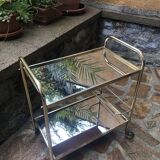 Golden rolling desserte vintage mirror trays