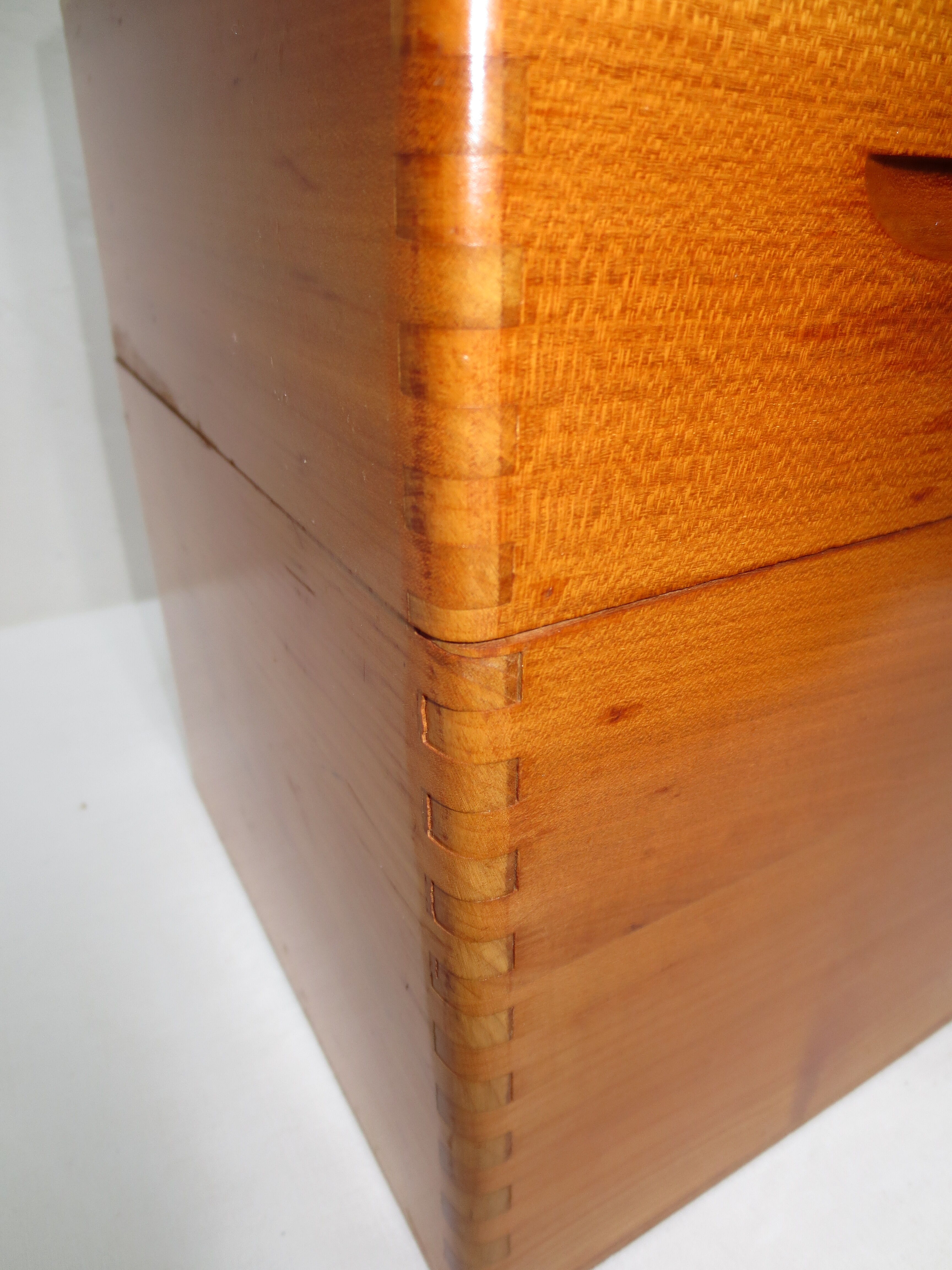 old mortised box in light varnished wood