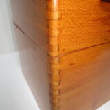 old mortised box in light varnished wood