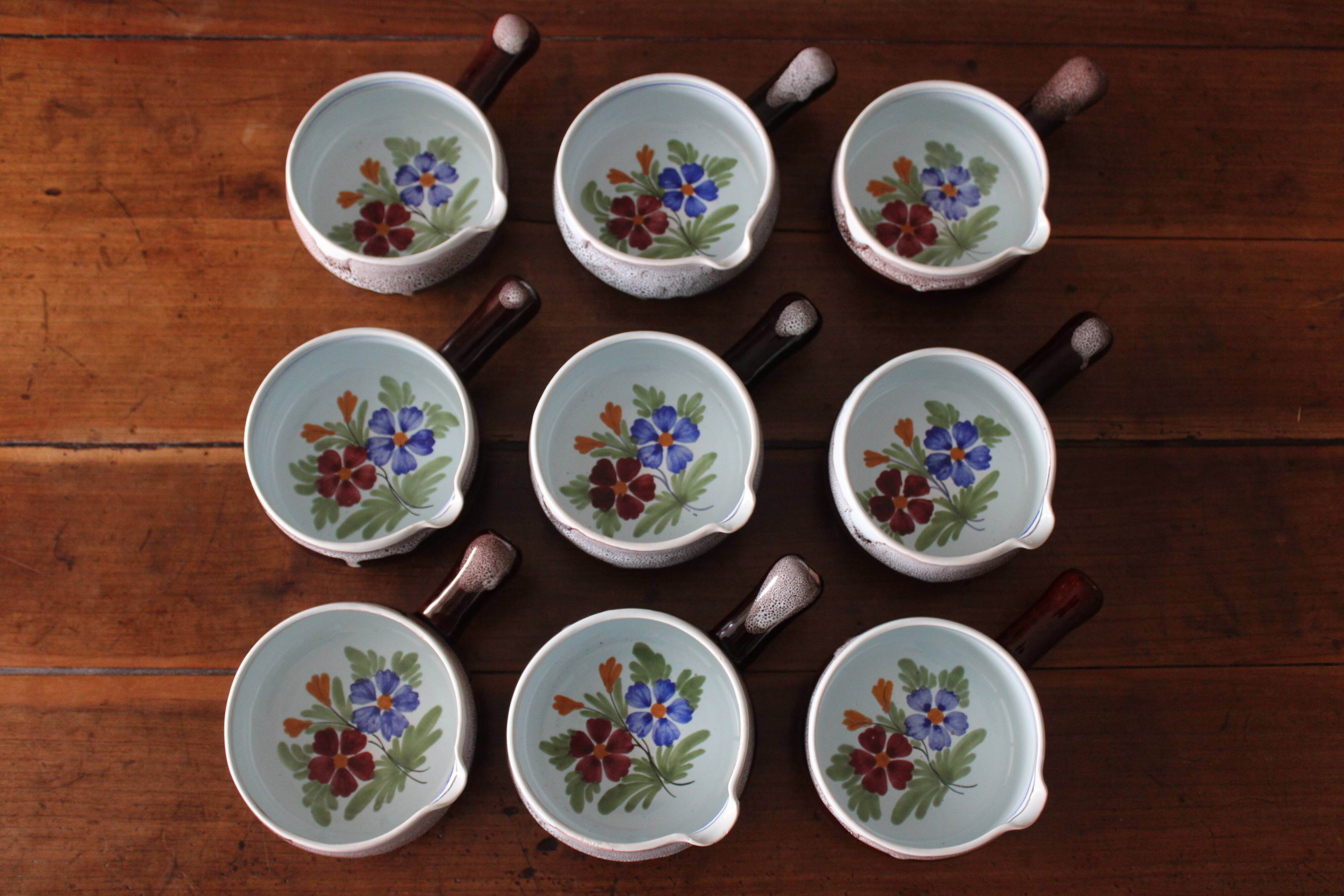 Set of 9 handmade ceramic pans