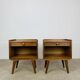 Pair of bedside tables with splayed legs, 1960s, vintage, wood