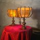 pair of vintage rattan table lamps by Louis Sognot 32x26 - 1950s-60s