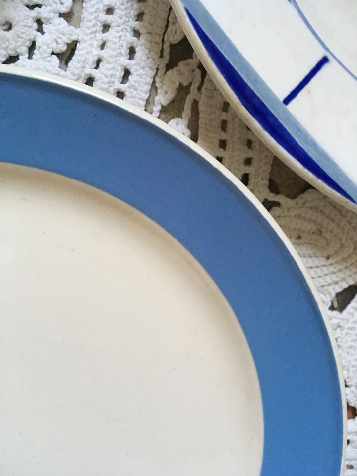 Composition of eight blue plates