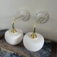 Set of two electrified white opaline wall lamps to nine