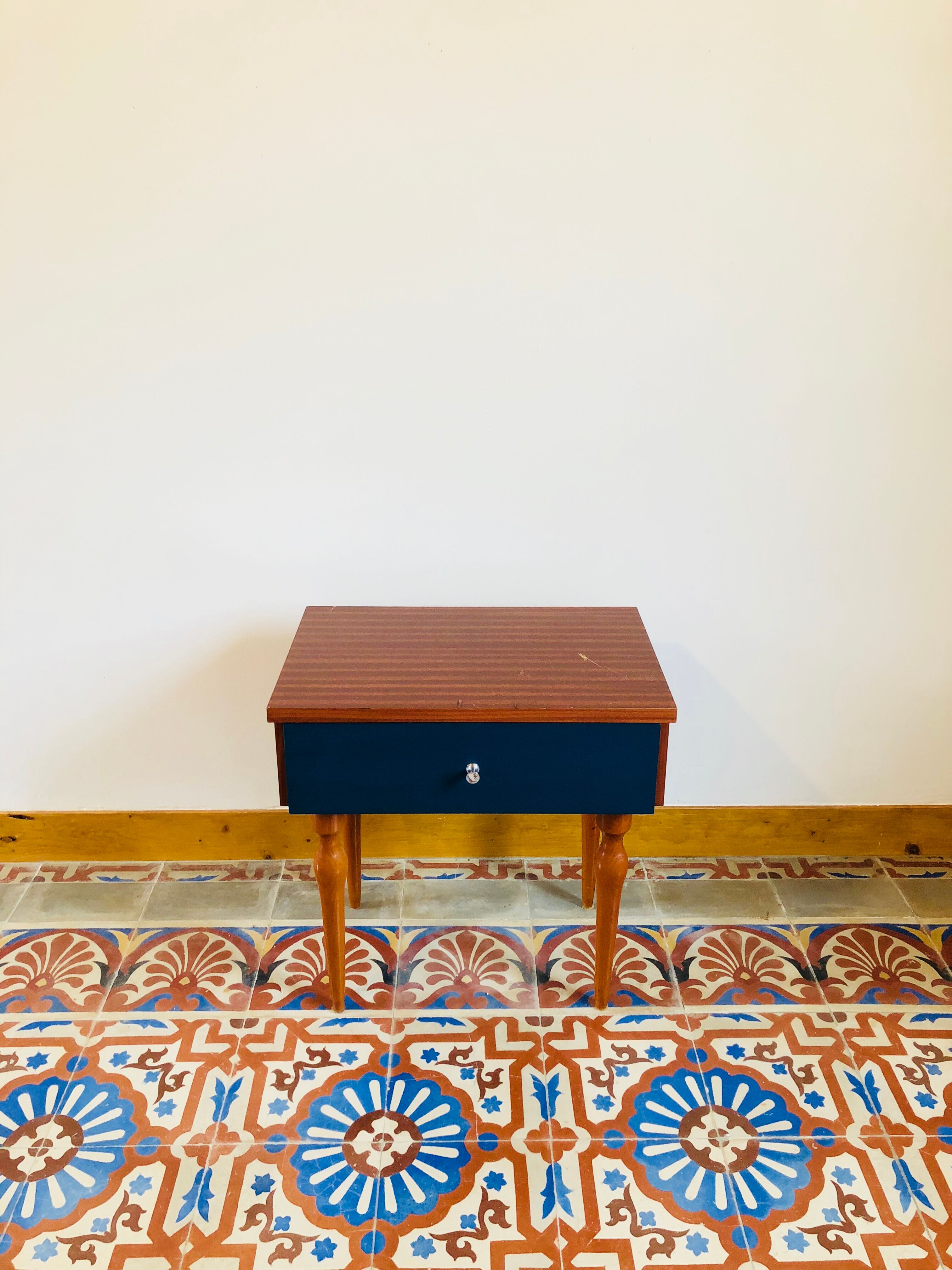 Electric blue vintage bedside