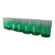 7 large vintage green water glasses