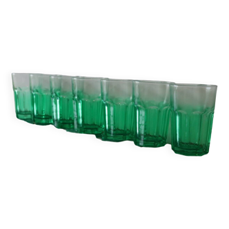 7 grands verres à eau vert vintage