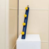 Vintage 1980s pencil-shaped wardrobe - Pierre Sala style - postmodern Memphis design - blue and yellow - 1980s