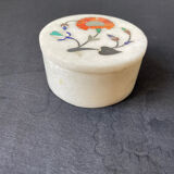 Marble box with inlaid stone