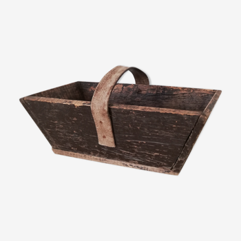 Panier vendange en bois foncé