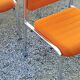 Set of 6 designer chairs from the 70s orange fabrics and chrome tubes