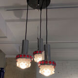 Pendant lamp 3 lights chrome - 70s