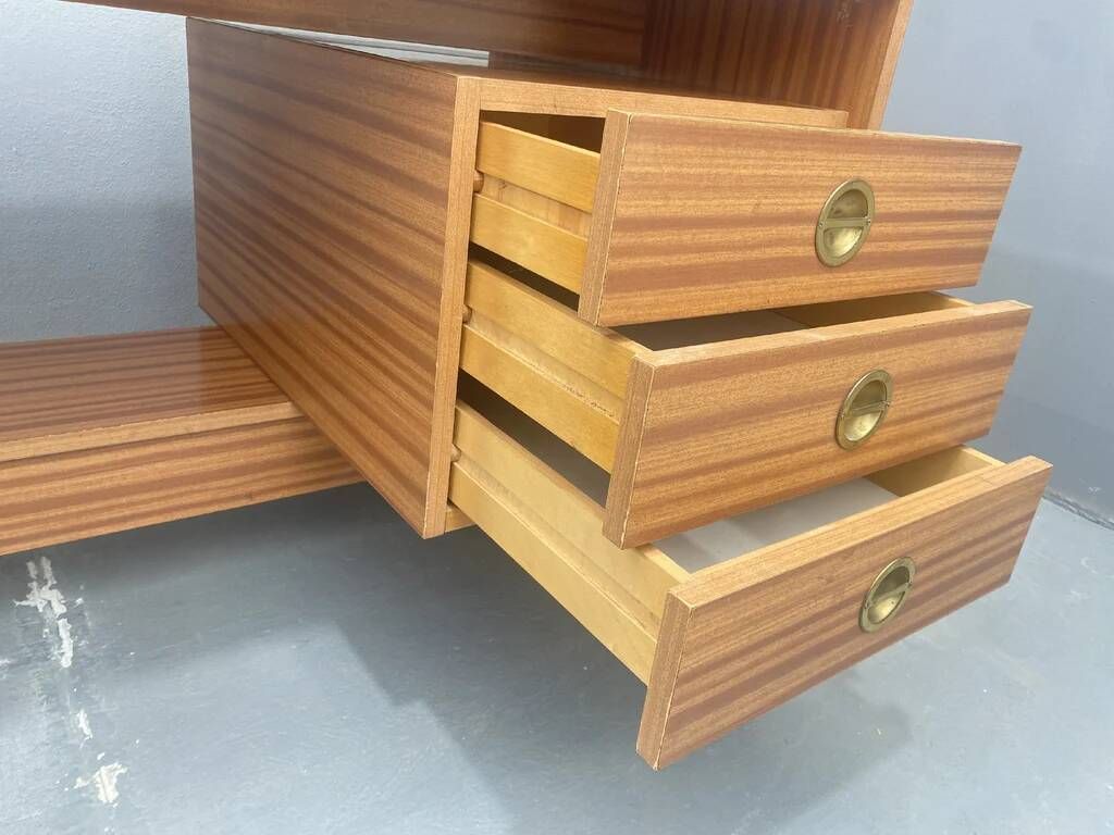 Writing desk, vintage wooden desk, 1980s, Czechoslovakia