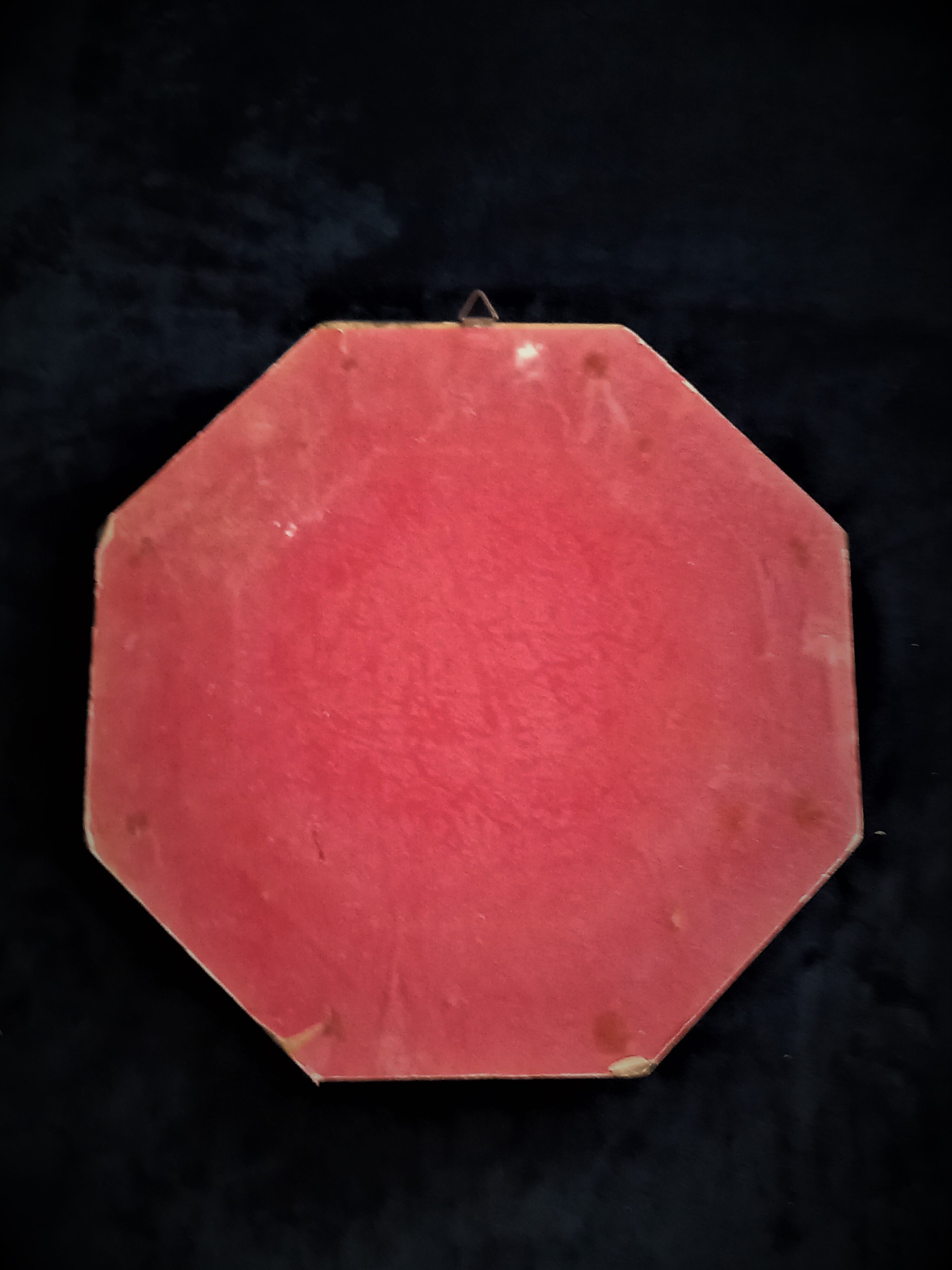 Octagonal renaissance mirror in oak and gold, 28 cm