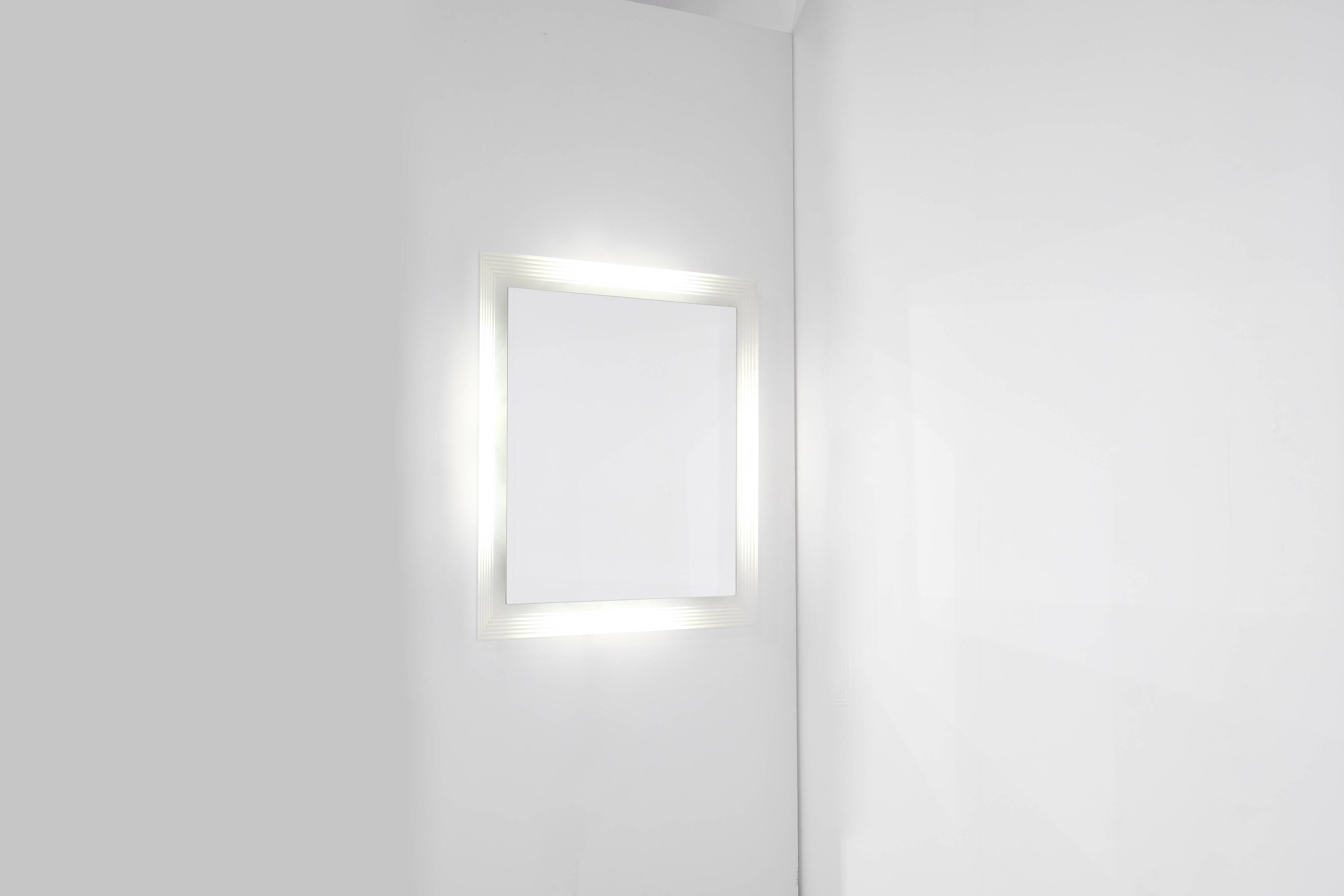 Vintage Square Glass Mirror, Italy 1970s.