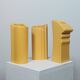 Three yellow vases in Memphis style by ASA Germany.