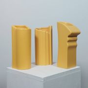 Three yellow vases in Memphis style by ASA Germany.