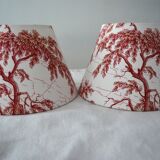 Pair of jouy bordo canvas lampshades