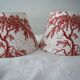 Pair of jouy bordo canvas lampshades