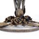 Lampe art deco en fer forgé et tulipe en verre moucheté