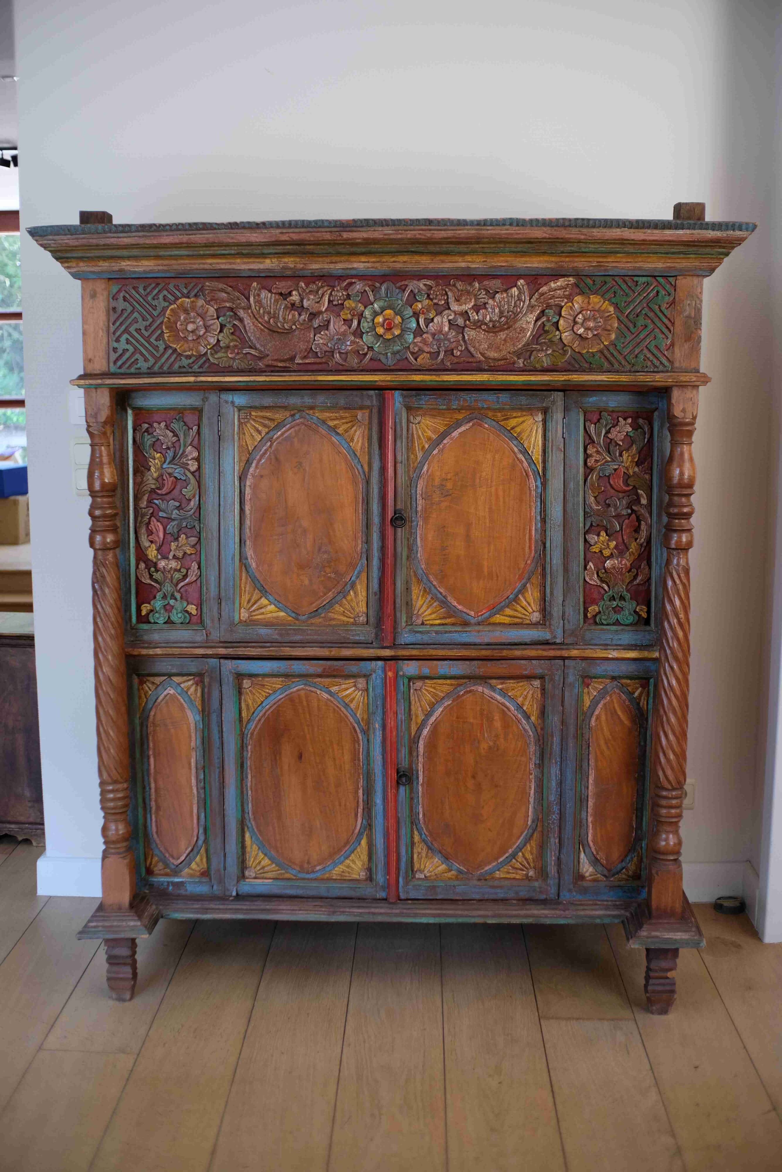 Large handcrafted Indonesian cabinet