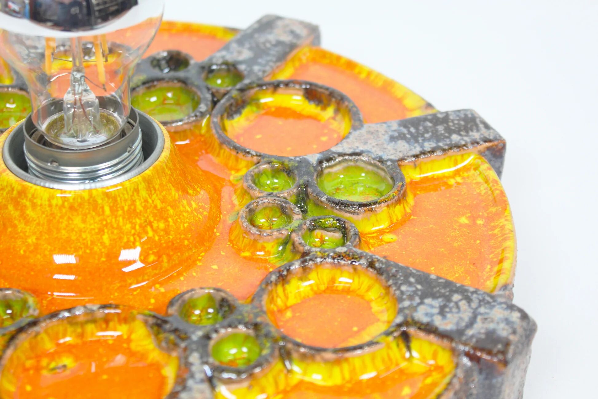 Vintage 1970s ceramic 'Fat Lava' style wall light by Hustadt Leuchten
