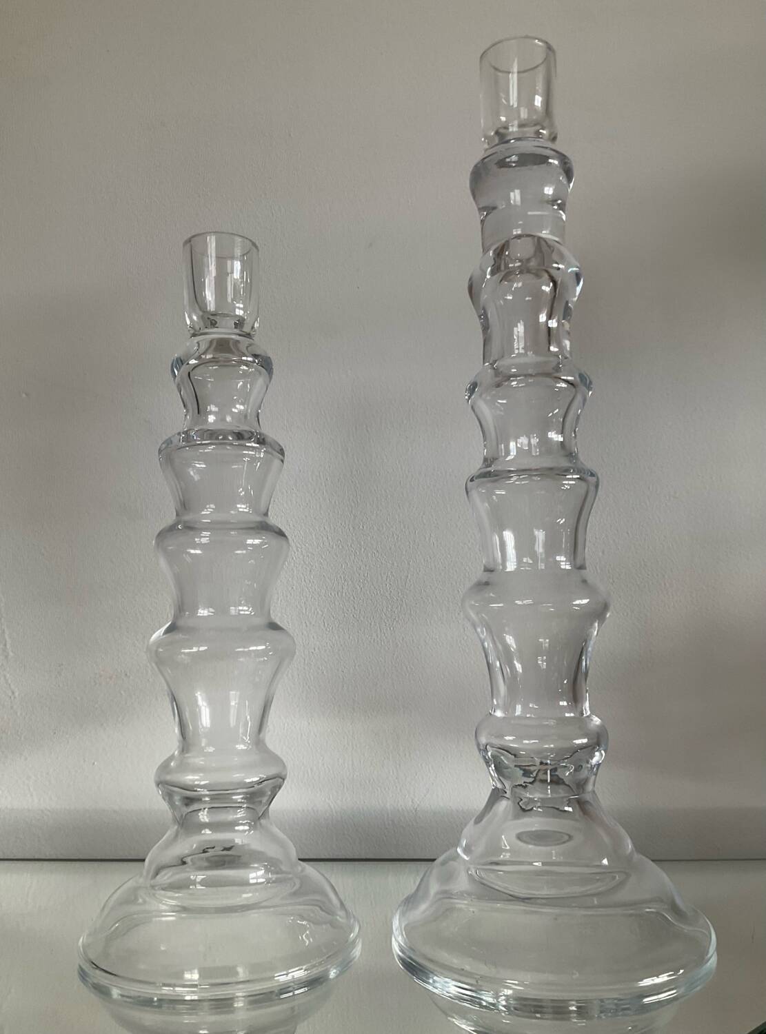 Pair of vintage blown glass candlesticks