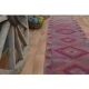 1970s Vintage Turkish Oushak Handmade Wool Cotton Purple Runner Rug 74x355