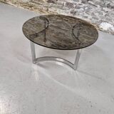 Paul Legeard designer coffee table in smoked glass and chrome