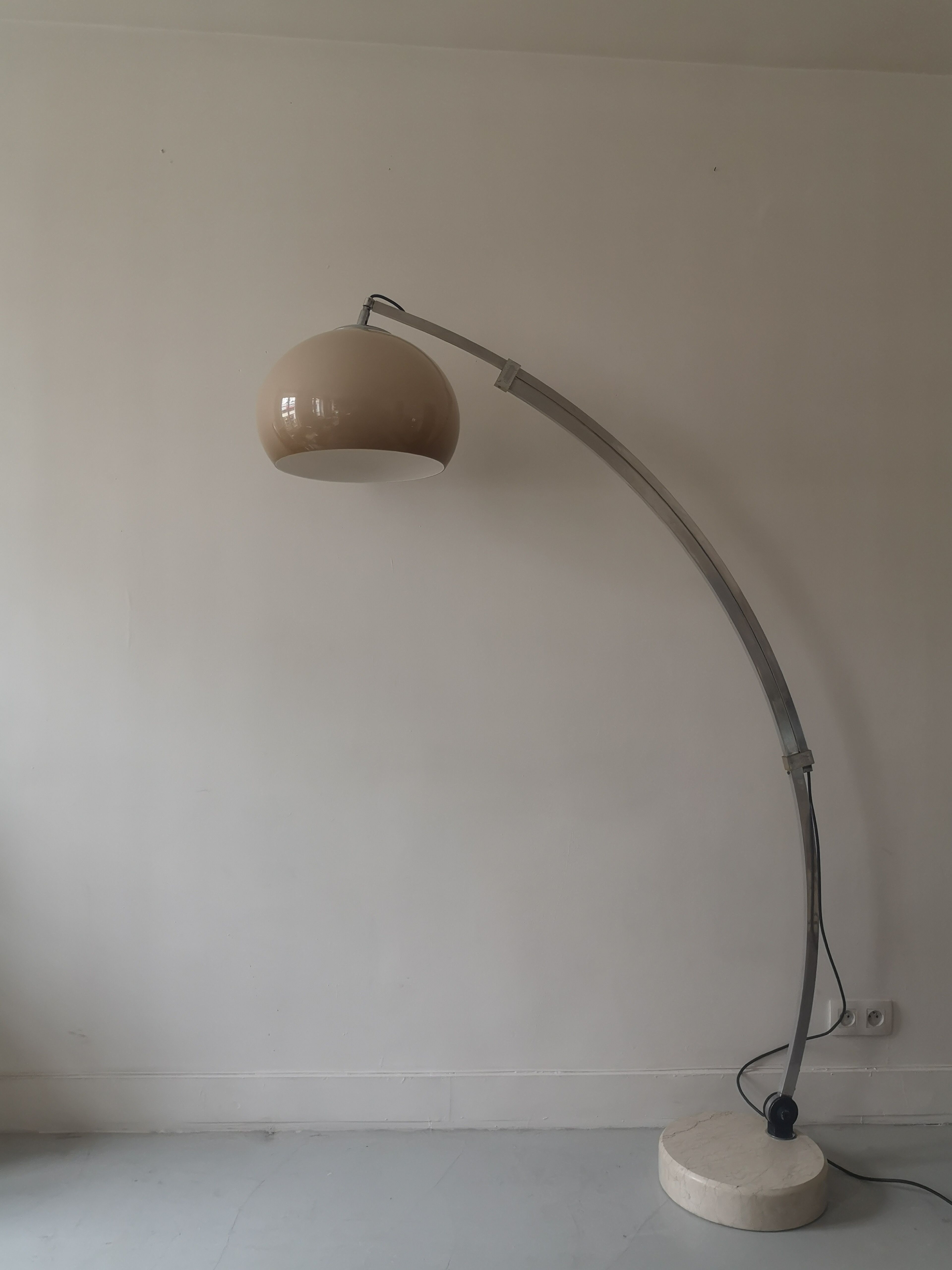 Adjustable arc floor lamp by harvey guzzini, 1970