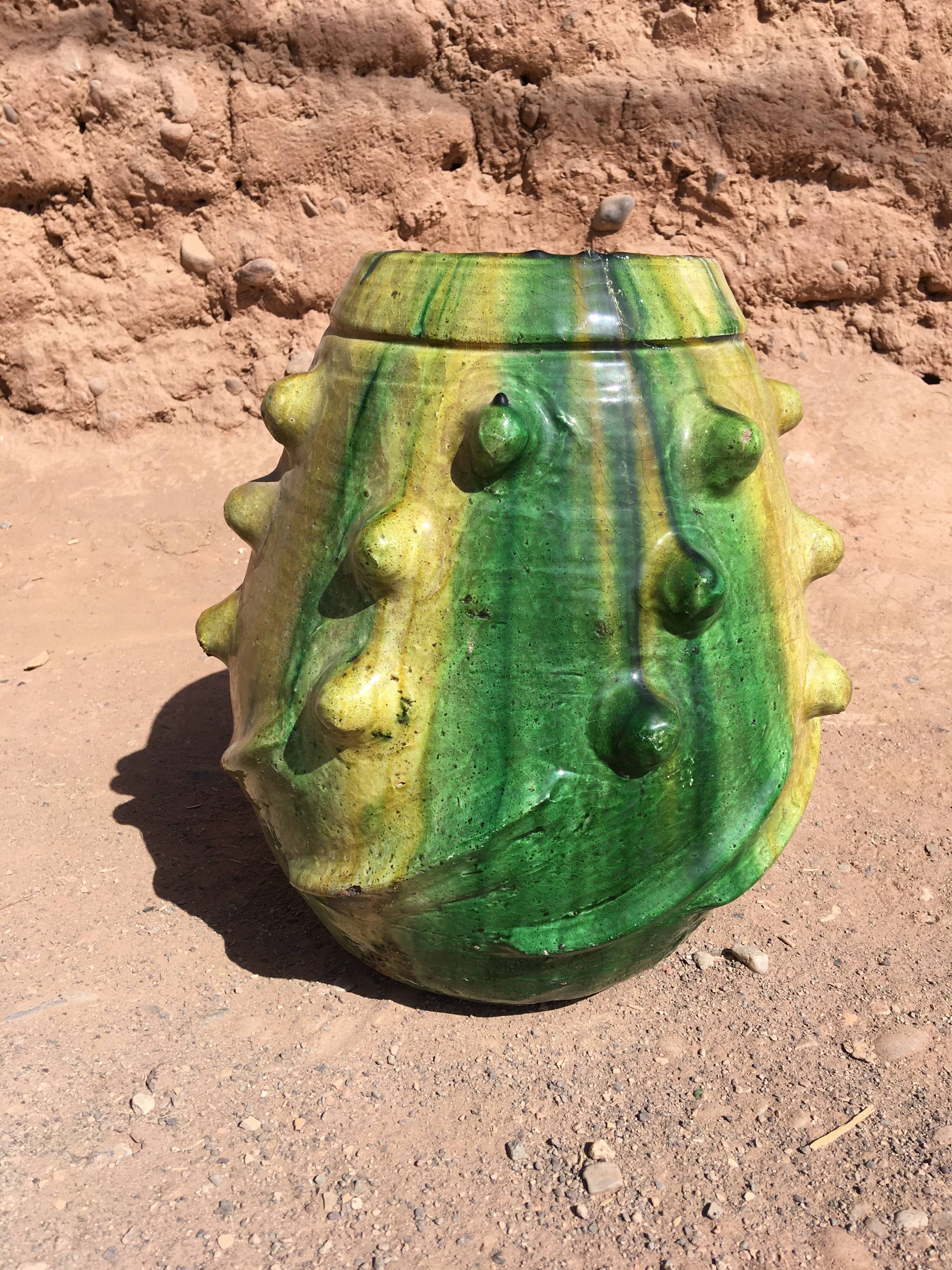 Tamegroute pottery enameled cover pot