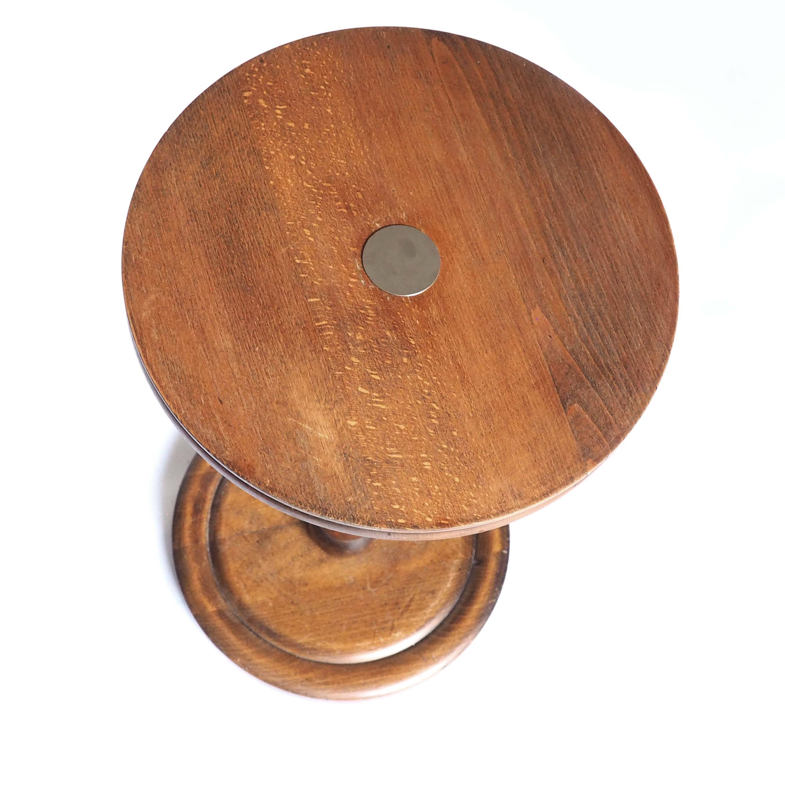 Stele, wooden beaded pedestal table