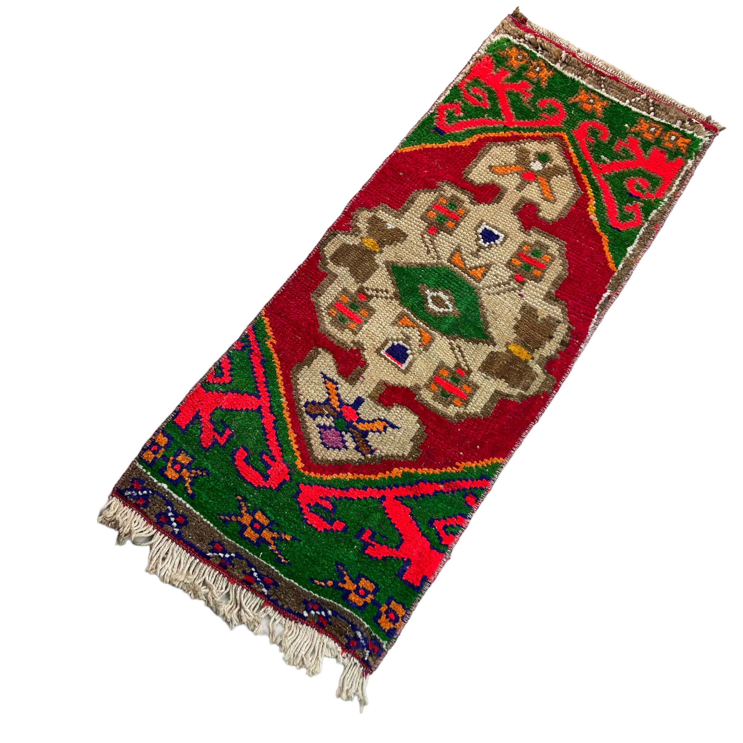 Tapis pastel turc vintage 100 x 43 cm