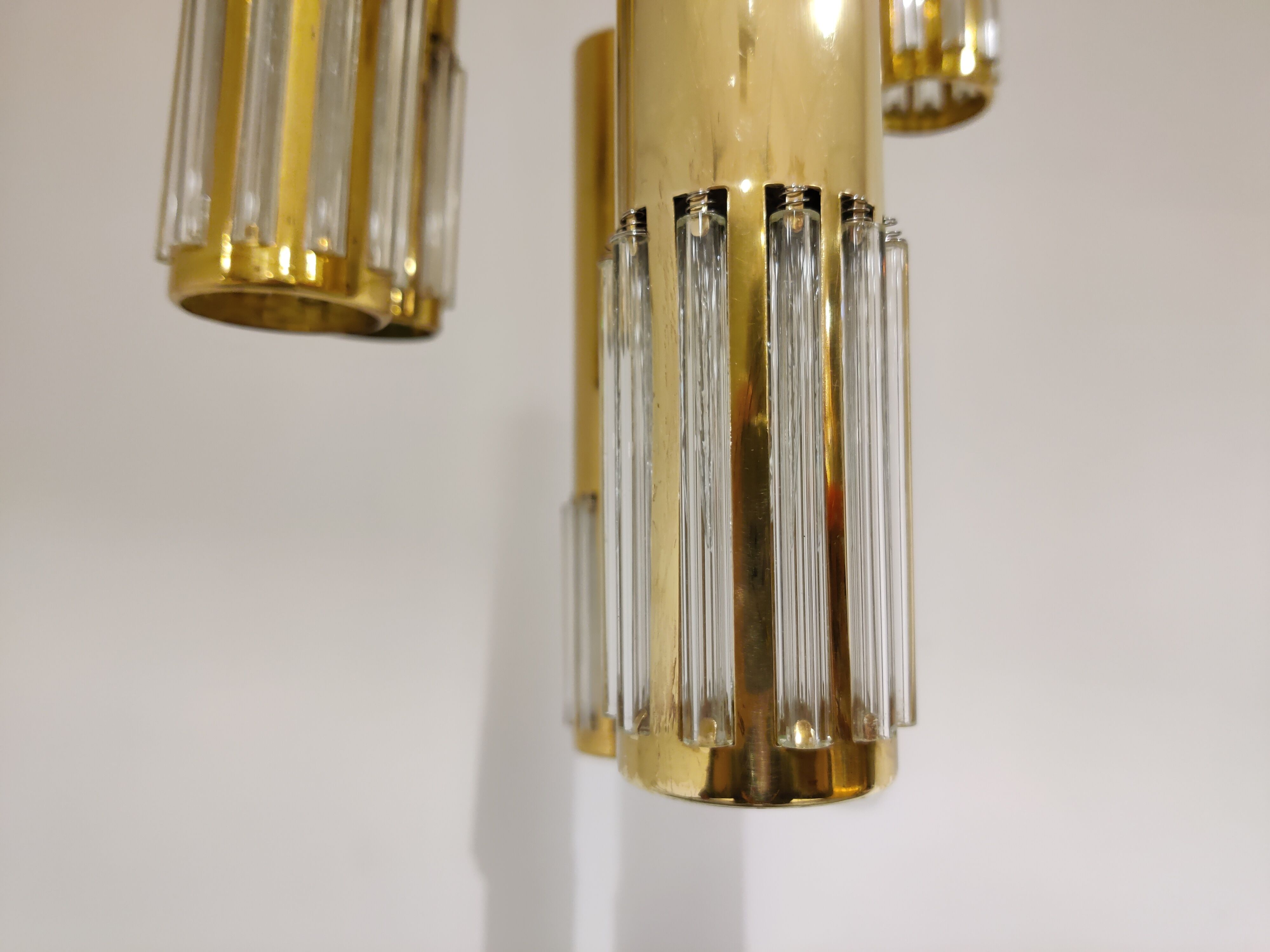 Vintage brass cascading chandelier, 1970s