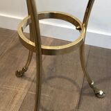 Neoclassical style tripod pedestal table in brass and round glass top in the taste of the House