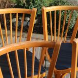 10 baumann chairs no. 12 black faux leather light beech