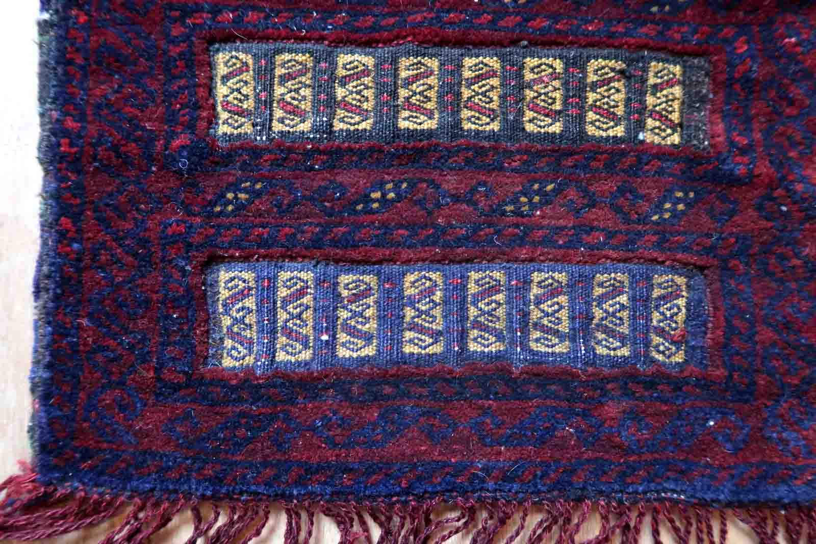 Vintage afghan Baluch handmade carpet, 1970s, 35cm x 50cm