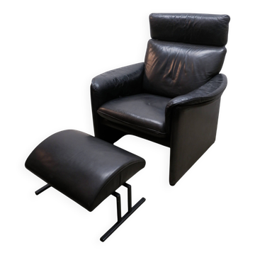 Fauteuil en cuir COR avec repose-pieds