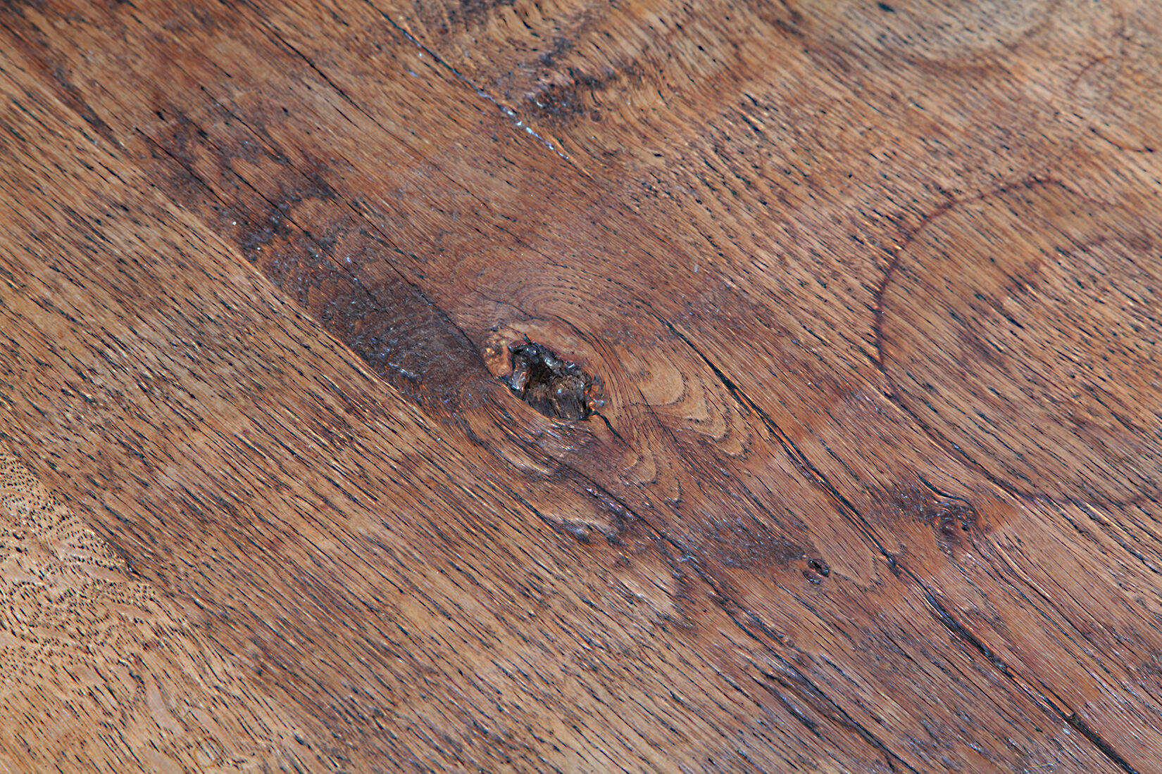 Brutalist Massive Robust Oak Round Coffee Table, 60s