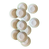 Set of 12 white, mint and gold soup plates, Mosèle de Luné model