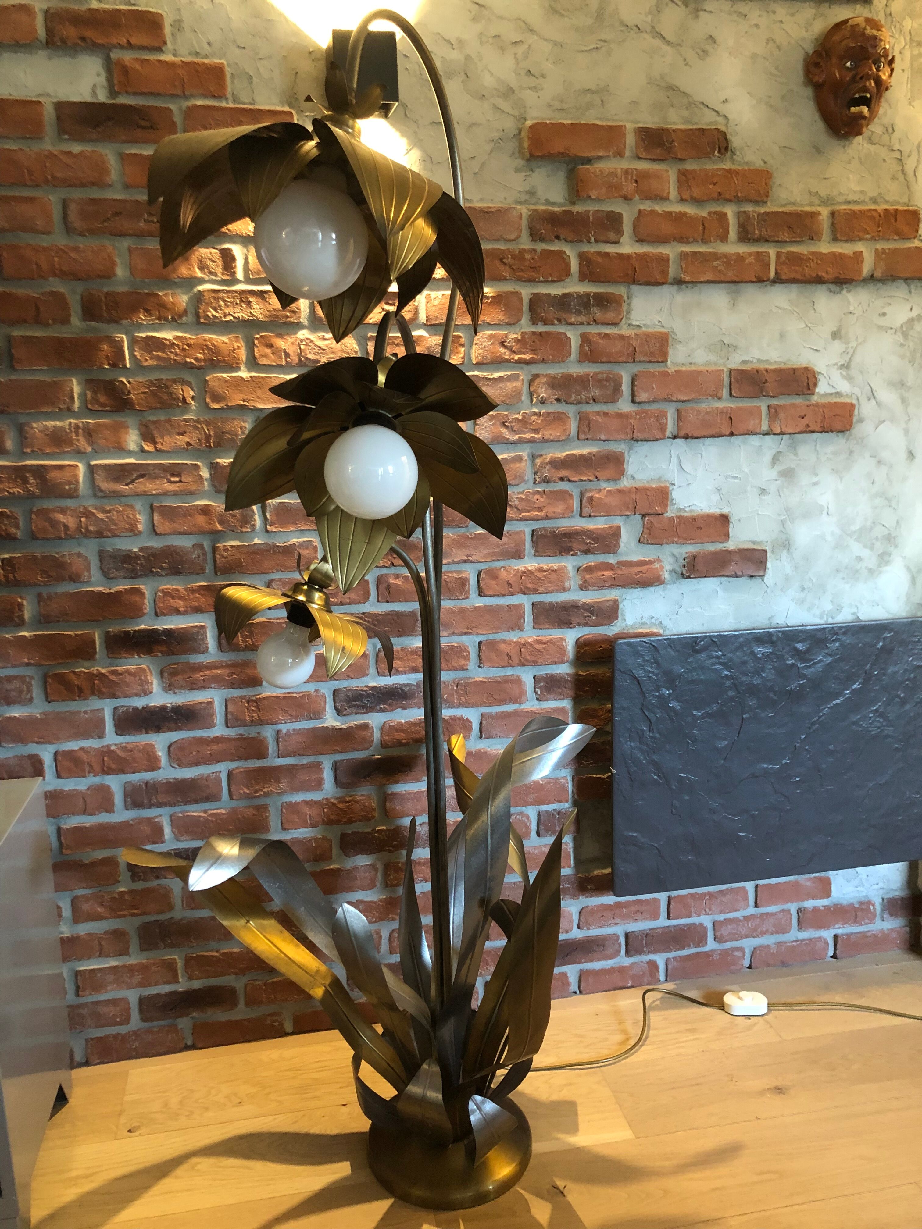 Lampadaire fleurs et plante lampe de plancher de fleur - design années 70