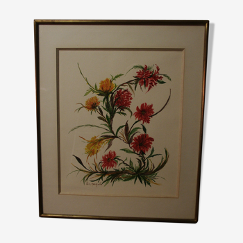 Aquarelle de fleurs signée G.I Margulis