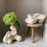 Vase grès blanc forme organique
