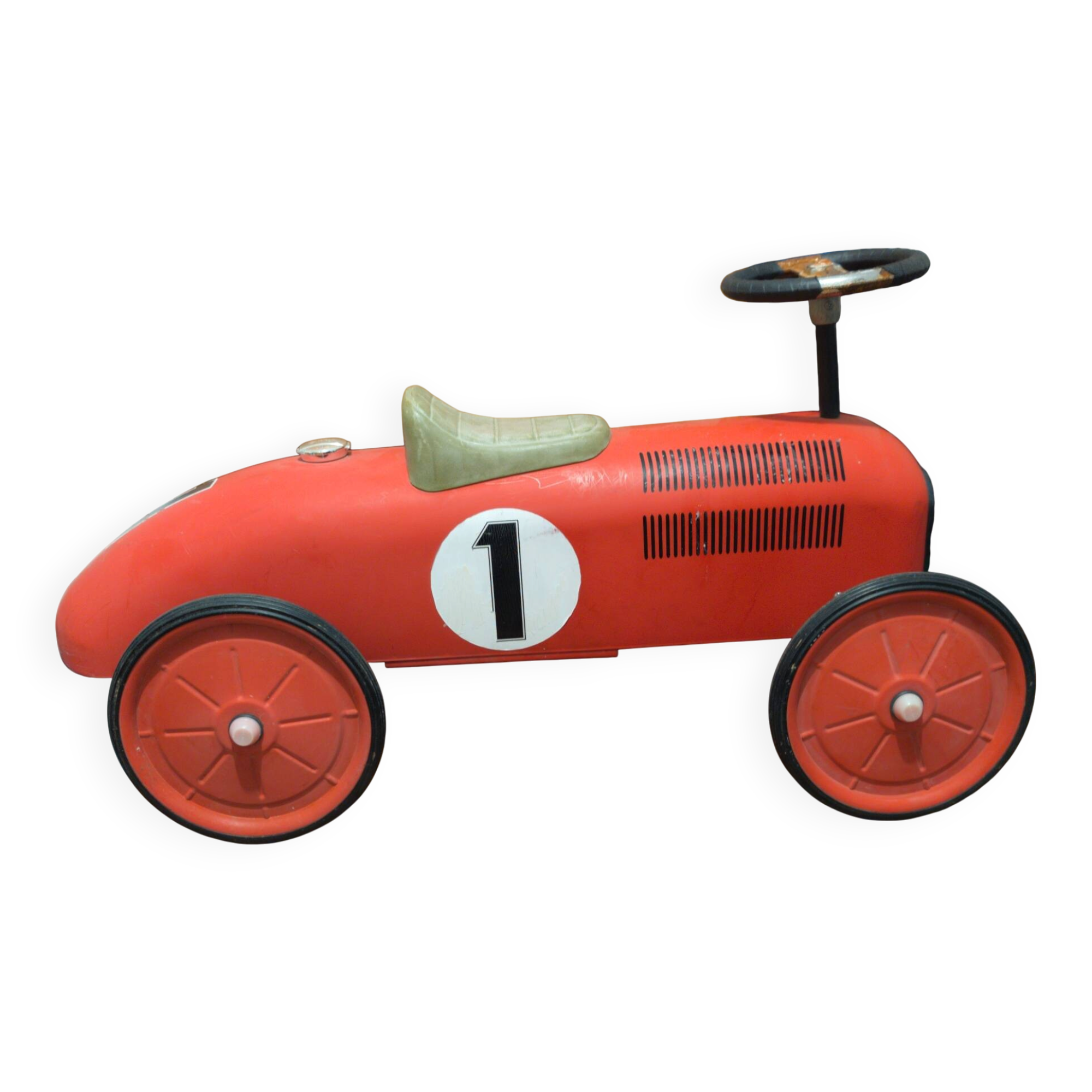 Vintage No. 1 Red Metal Racing Car Carrier - Car